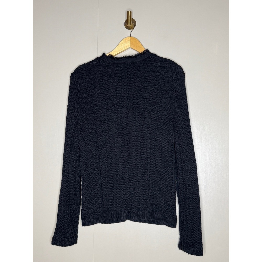 TTahari Black Textured Knit Cardigan Jacket Gold Crest Buttons Preppy - Picture 6 of 9